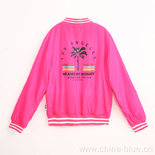 Girl's neon color bomber jacket